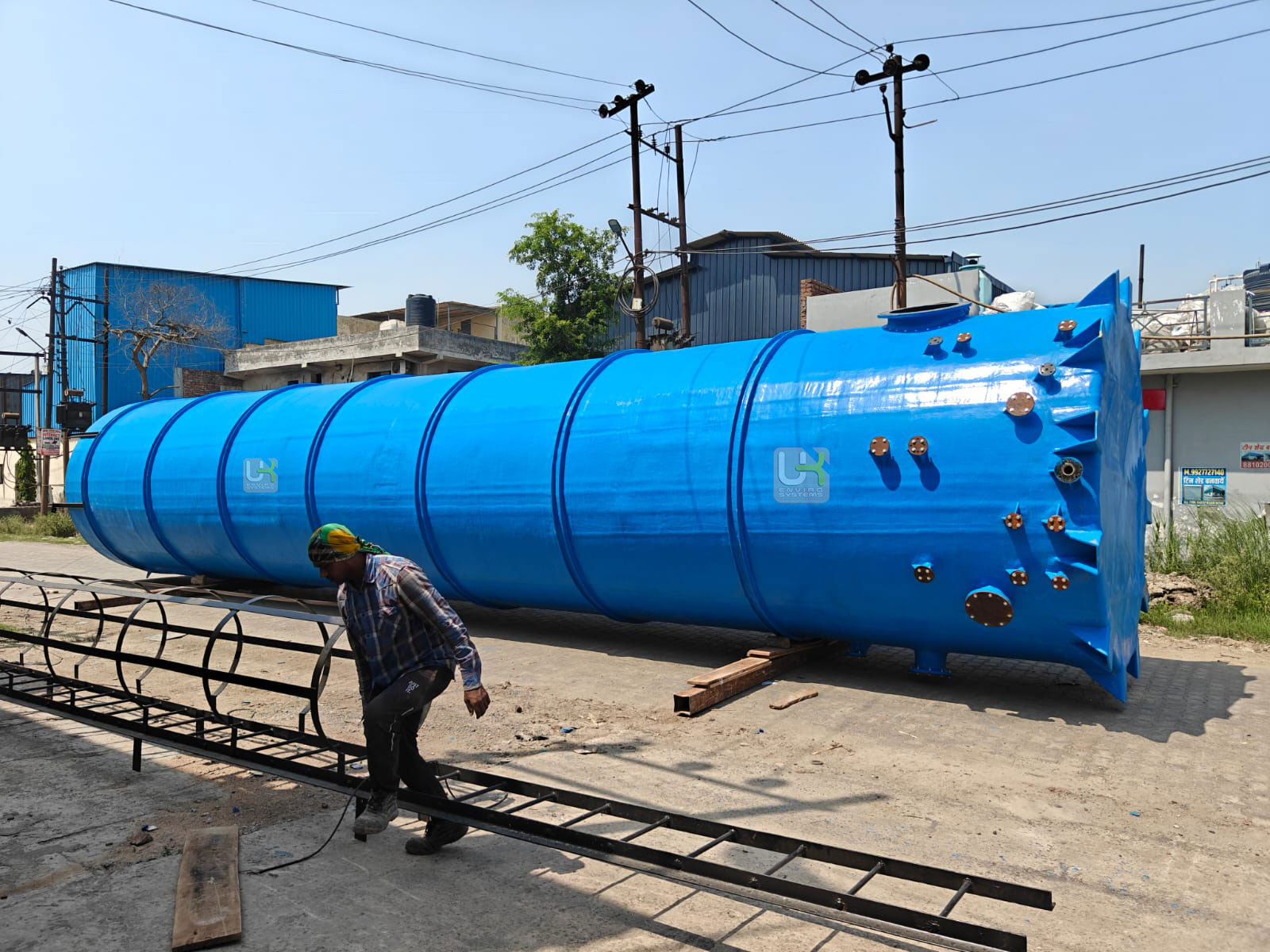 NTPC chemical storage tank loaded on trailer for dispatch